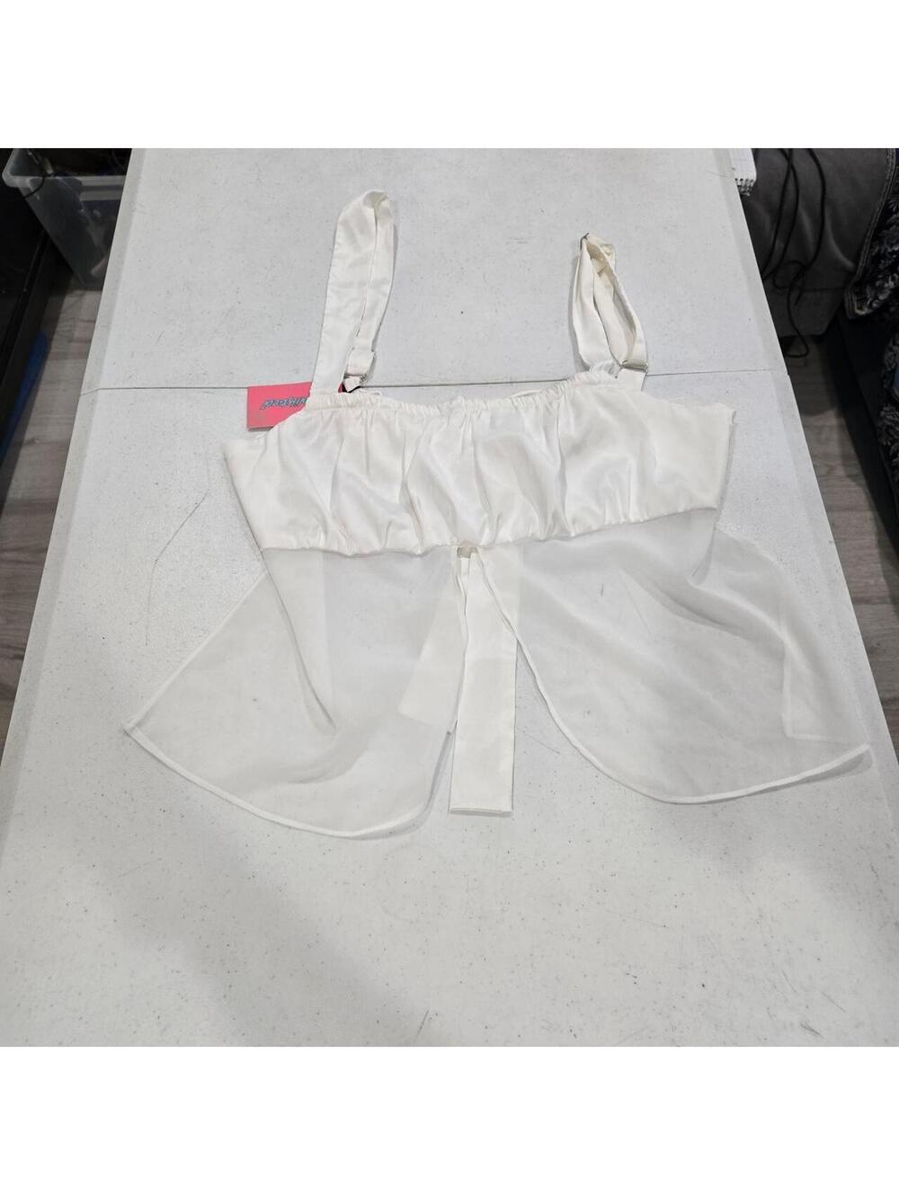 -Edikted white sheer crop top with tie